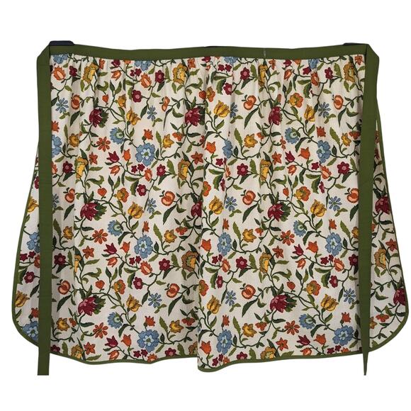 Beautiful Heavy Textured Cotton MAXI WRAP SKIRT Vintage 1970's ~ Jacobean Floral - Picture 2 of 11